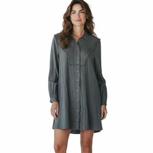 NWT Free People Women’s Charcoal Gray Long Sleeve Dress, Oversized Boho, Large